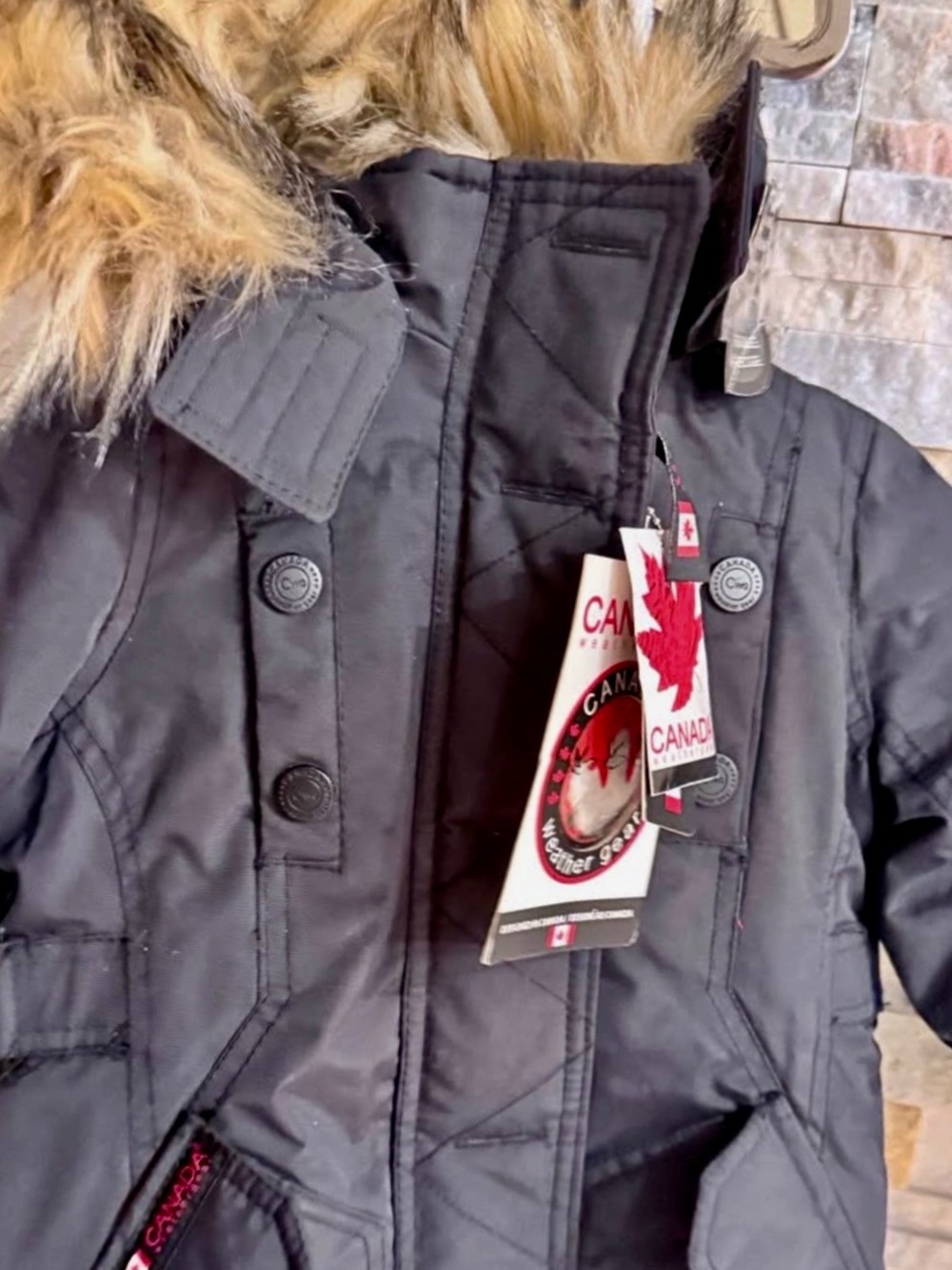 Canada Weather Gear Kids' Black Faux-Fur Trim Puffer Coat